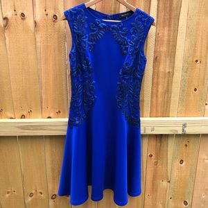 Tadashi Shoji Royal Blue Sheath Dress with Paisley Sequins Medium